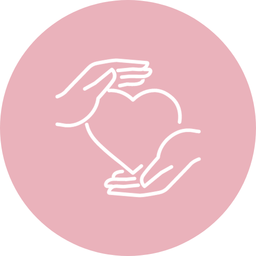 Cartoon outline of two hands holding a love heart
