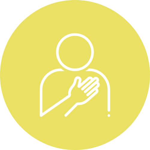 Cartoon icon of person with hand on their heart